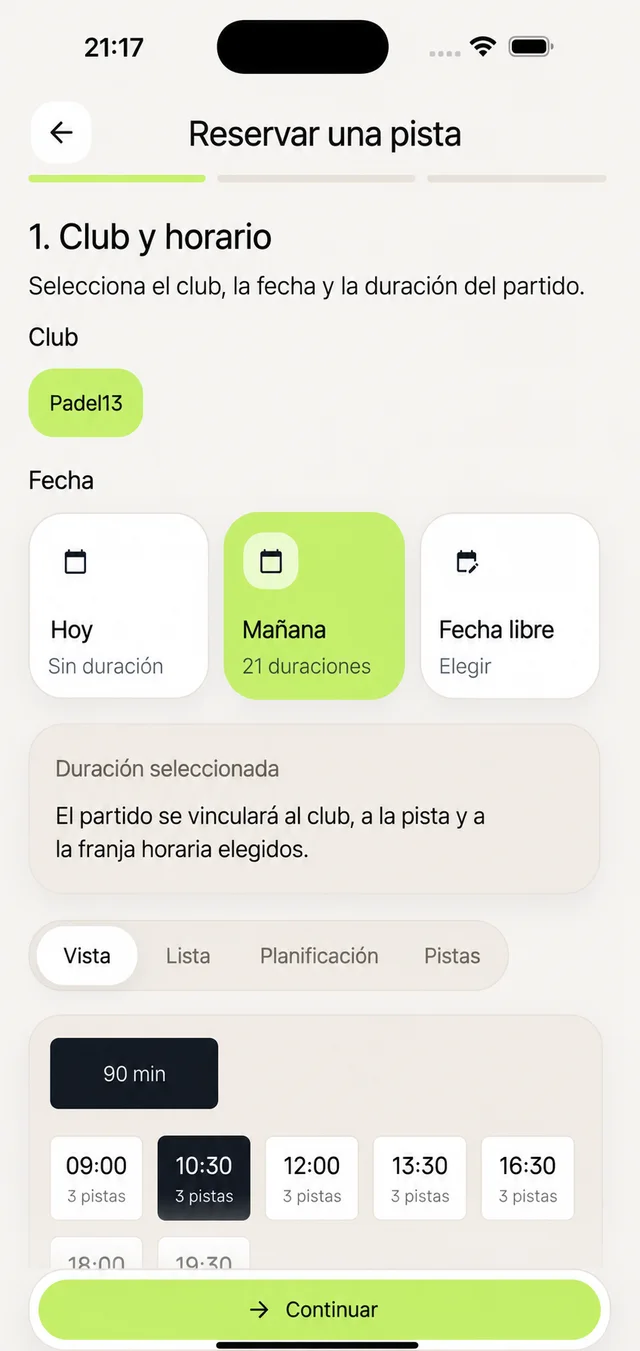 Reservas de pistas conectadas con la vida del club.